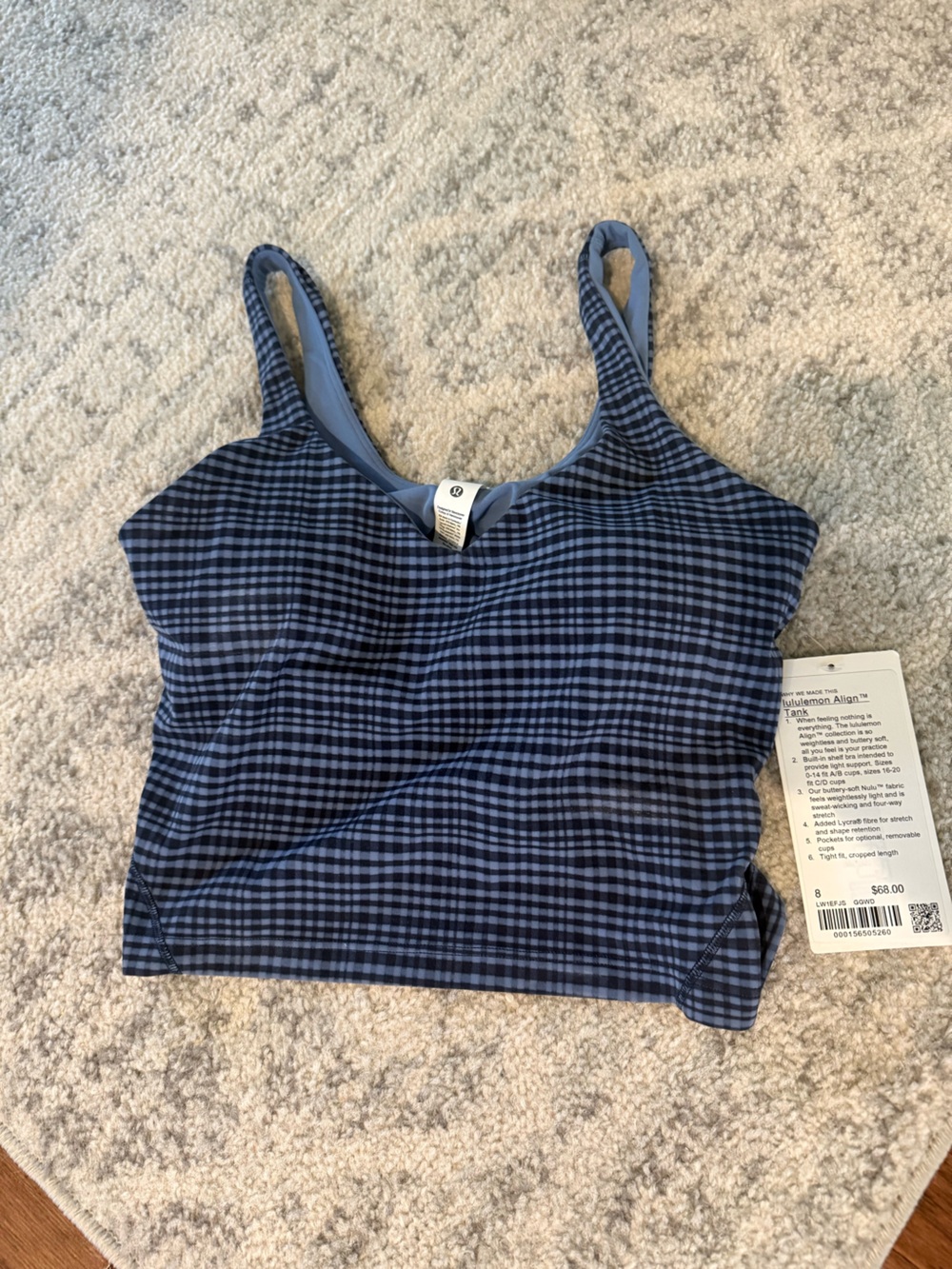lululemon athletica Blue Check Tank Top